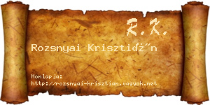 Rozsnyai Krisztián névjegykártya